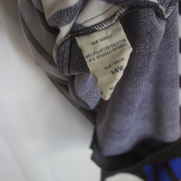 Maya Brooke Dress Size 14W Black, White and Blue Striped - Picture 6 of 6